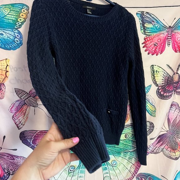 Dark Blue Knit Sweater - Picture 3 of 10